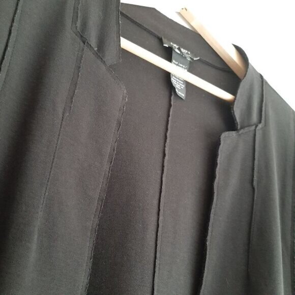OLSEN / Europe Unstructured Comfy Stretch Long Blazer Cadigan Jacket Black Sz M - Picture 4 of 8